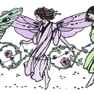 Three fairies tip-toeing daintily Three fairies tip-toeing daintily
