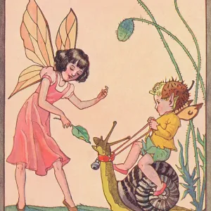 Fairyland - fairies and snail Fairyland - fairies and snail