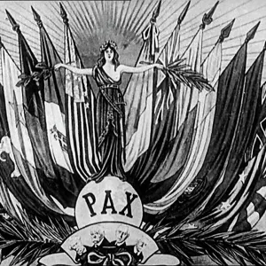 A Still of a Figure Of Peace Surrounded By Allied Flags A Still of a Figure Of Peace Surrounded By Allied Flags