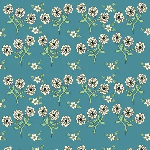 Floral pattern with white flowers on a teal background Floral pattern with white flowers on a teal background
