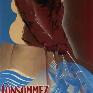 French poster, Eat More Fish, WW2 French poster, Eat More Fish, WW2