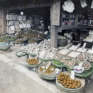 Fruit and vegetables stall, Japan, circa 1890 Fruit and vegetables stall, Japan, circa 1890