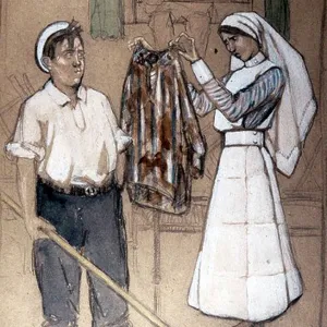 Garment inspection, WW1 Garment inspection, WW1