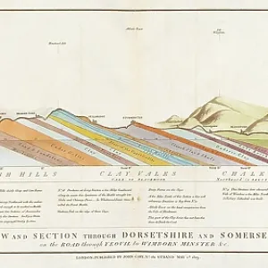 Geological view, section through Dorsetshire, Somersetshire