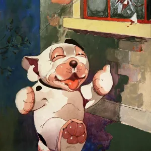 George Ernest Studdy, Bonzo and broken window George Ernest Studdy, Bonzo and broken window