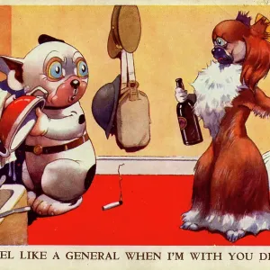 George Studdy, Bonzo greetings postcard, WW2 George Studdy, Bonzo greetings postcard, WW2
