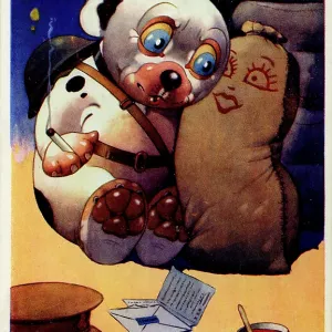 George Studdy, Bonzo greetings postcard, WW2 George Studdy, Bonzo greetings postcard, WW2