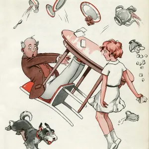 Gerry accidentally upsets the tea table Gerry accidentally upsets the tea table