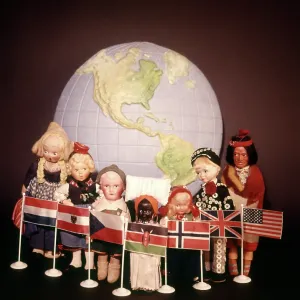 Globe World Dolls Flags Diverse Races Multicultural Unity Globe World Dolls Flags Diverse Races Multicultural Unity