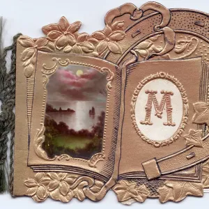 Gold embossed greetings card with initial M Gold embossed greetings card with initial M