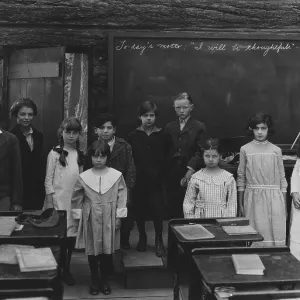 Group portrait of children standing in classroom Group portrait of children standing in classroom