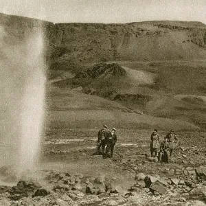 Gryta Olvusi geyser in action, Olfus, south west Iceland Gryta Olvusi geyser in action, Olfus, south west Iceland