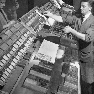 Hand Compositor receiving spacing materials Hand Compositor receiving spacing materials