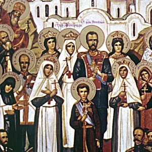 Icon, Nikolai II and family, and other martyrs