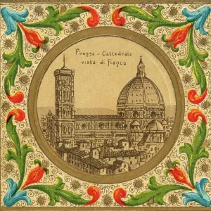 Illuminated illustration of Florence, showing the Duomo Illuminated illustration of Florence, showing the Duomo