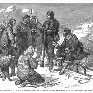 Inuit people outside McClintock's hut Inuit people outside McClintock's hut