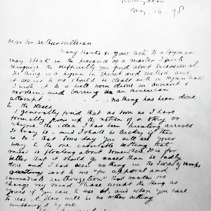 Letter from Lord Tennyson to Arthur Sullivan