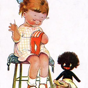 Little girl sewing Little girl sewing
