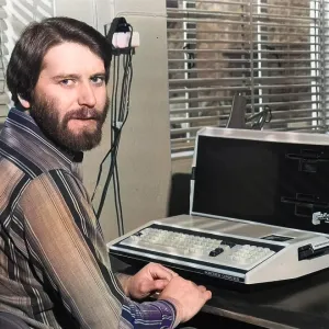 Man in an office with an Exidy Sorcerer computer Man in an office with an Exidy Sorcerer computer