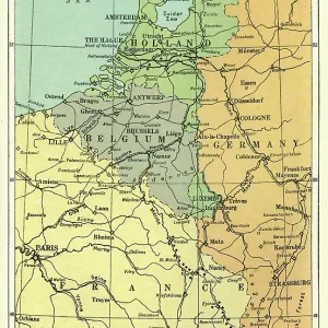 Map of the Belgian frontier with forts, World War One Map of the Belgian frontier with forts, World War One