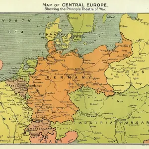 Map of Central Europe, World War One Map of Central Europe, World War One