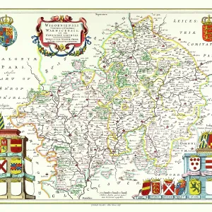 Map of Worcestershire and Warwickshire by Johan Blaeu Map of Worcestershire and Warwickshire by Johan Blaeu