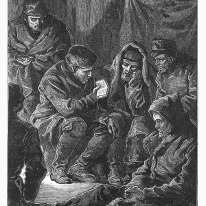 Members of Franklin expedition at Fort Enterprise Members of Franklin expedition at Fort Enterprise