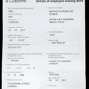 Mock Up Of Theresa May P45