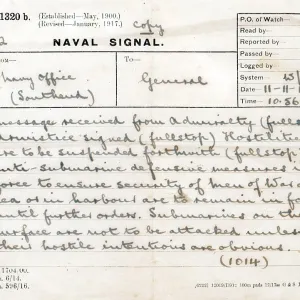 Naval Signal announcing the Armistice, WW1 Naval Signal announcing the Armistice, WW1