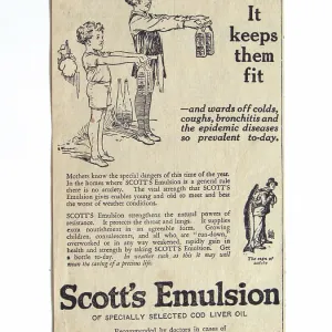 Newspaper advertisement for Scott's Emulsion, UK Newspaper advertisement for Scott's Emulsion, UK