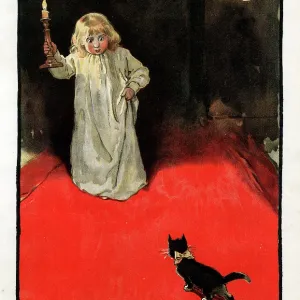 A Night Alarm - girl and kitten