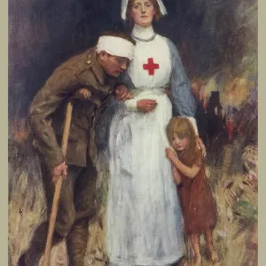 Nurse with wounded soldier, WW1 Nurse with wounded soldier, WW1