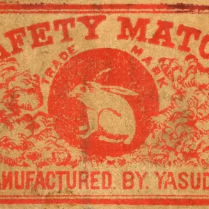 Old Japanese Matchbox label with a white rabbit by Yasuda Old Japanese Matchbox label with a white rabbit by Yasuda