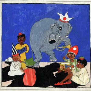 Original Artwork - Fantasy scene with dancing elephant Original Artwork - Fantasy scene with dancing elephant