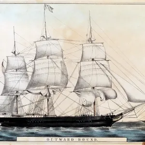 Outward Bound. Sailing ship leaving harbour Outward Bound. Sailing ship leaving harbour