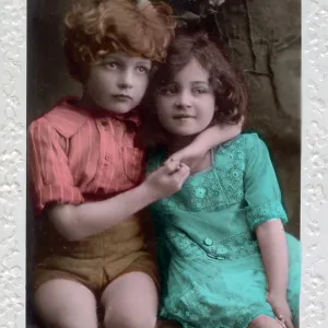 A pair of young siblings - Birthday greetings postcard A pair of young siblings - Birthday greetings postcard
