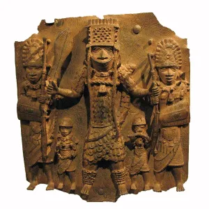 Photograph of a Benin bronze plaque Photograph of a Benin bronze plaque
