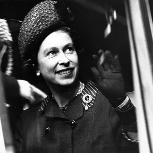 Queen Elizabeth II waving, 1960s Queen Elizabeth II waving, 1960s