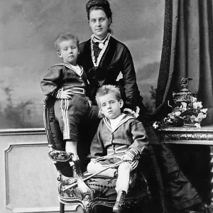 Queen Olga of Greece with her elder sons