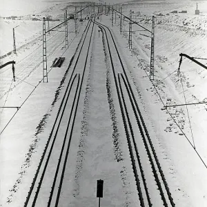Railway line in the snow Railway line in the snow