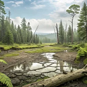 A realistic landscape from the Cretacous period A realistic landscape from the Cretacous period