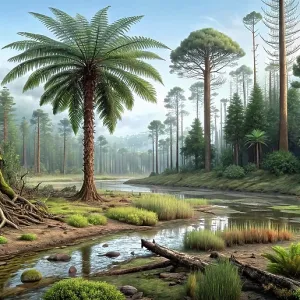 A realistic landscape from the Cretacous period A realistic landscape from the Cretacous period
