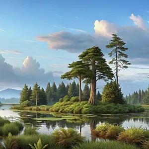 A realistic landscape from the Cretacous period A realistic landscape from the Cretacous period