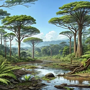 A realistic landscape from the Cretacous period A realistic landscape from the Cretacous period