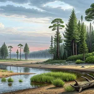 A realistic landscape from the Cretacous period A realistic landscape from the Cretacous period