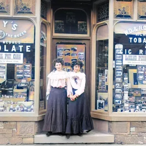Redhead's shop, Coniston, with Annie and Kate
