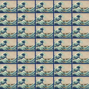 Repeating Pattern - Hokusai Great Wave - blue border Repeating Pattern - Hokusai Great Wave - blue border