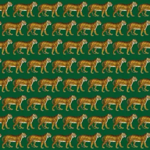 Repeating Pattern - Tigers - dark green background Repeating Pattern - Tigers - dark green background