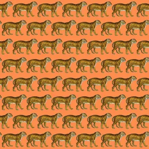 Repeating Pattern - Tigers - orange background Repeating Pattern - Tigers - orange background