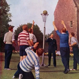 Rescue Workers playing basketball at a Depot Rescue Workers playing basketball at a Depot